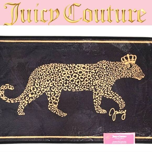 Juicy Couture Home Signature Logo Gold Leopard Memory Foam Bath Rug - Picture 1 of 6
